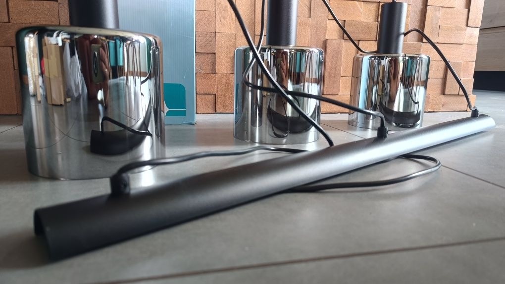 Okazja Nowa lampa nad stół jadalni kuchni loft chrom dymione klosze