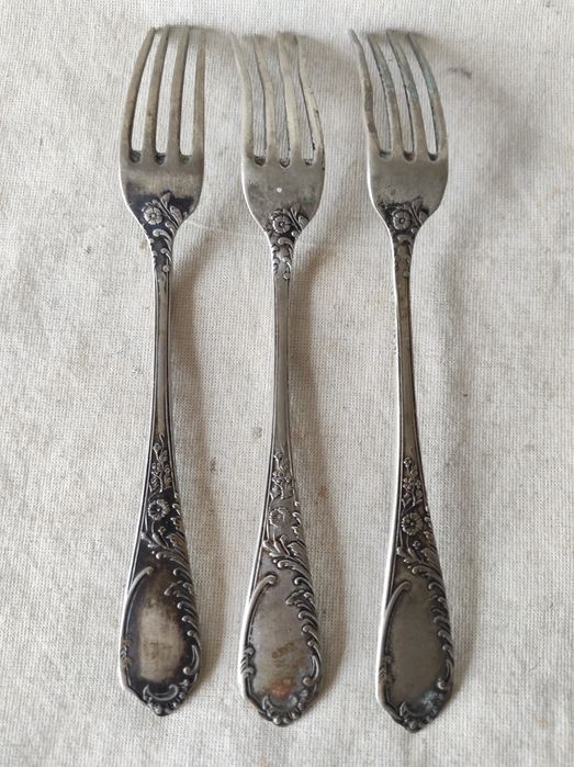 Stare widelce plater sygnowane St. Srebrzyński 3 sztuki