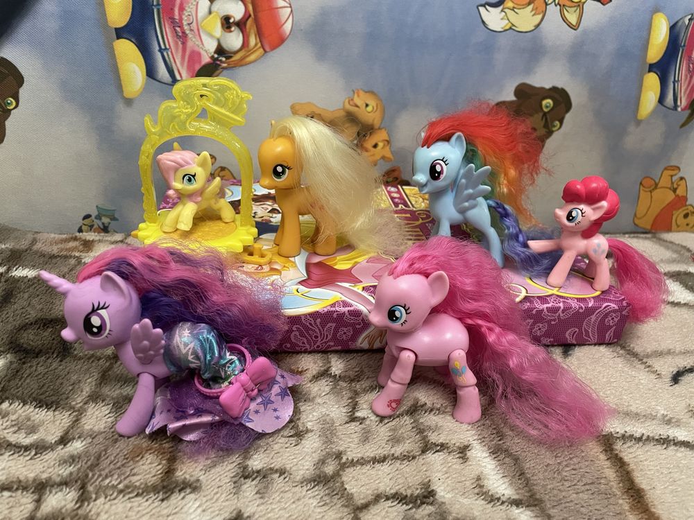 My little Pony Hasbro фінурки Поні. Пінкі, Флатершайн, Искорка, Еппелд