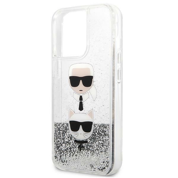 Etui Karl Lagerfeld Liquid Glitter iPhone 13 Pro Max - Srebrne