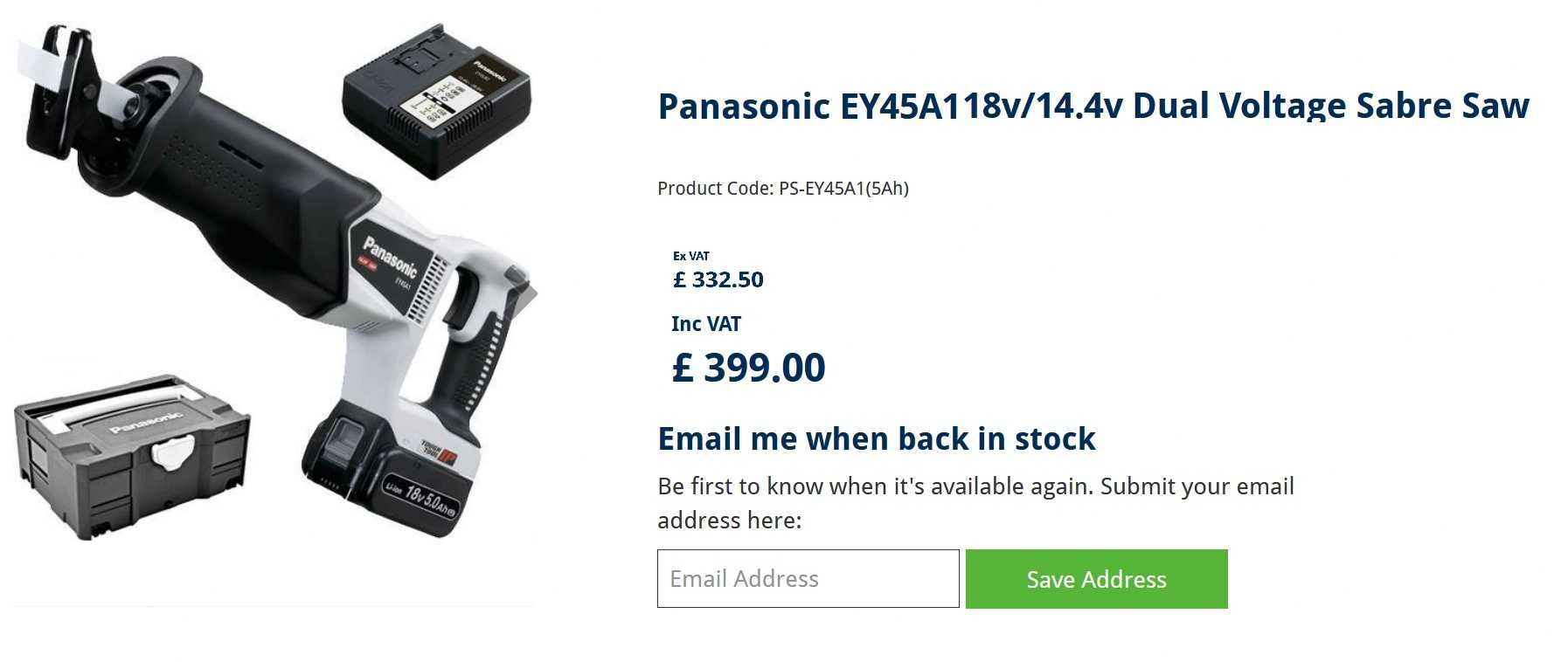 Piła Szablasta Panasonic EY45A1 18V/14V + Aku 5.0 AH B Mocna Kufer !!