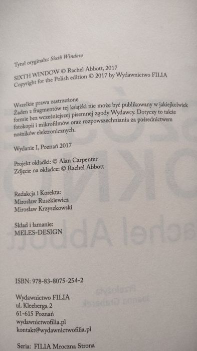 Książka Rachel Abbott Szóste Okno