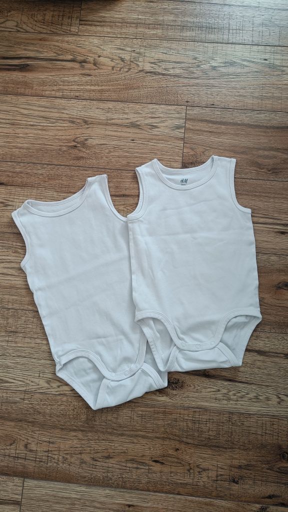 H&M 2x body białe  bez rękawów organic cotton 92