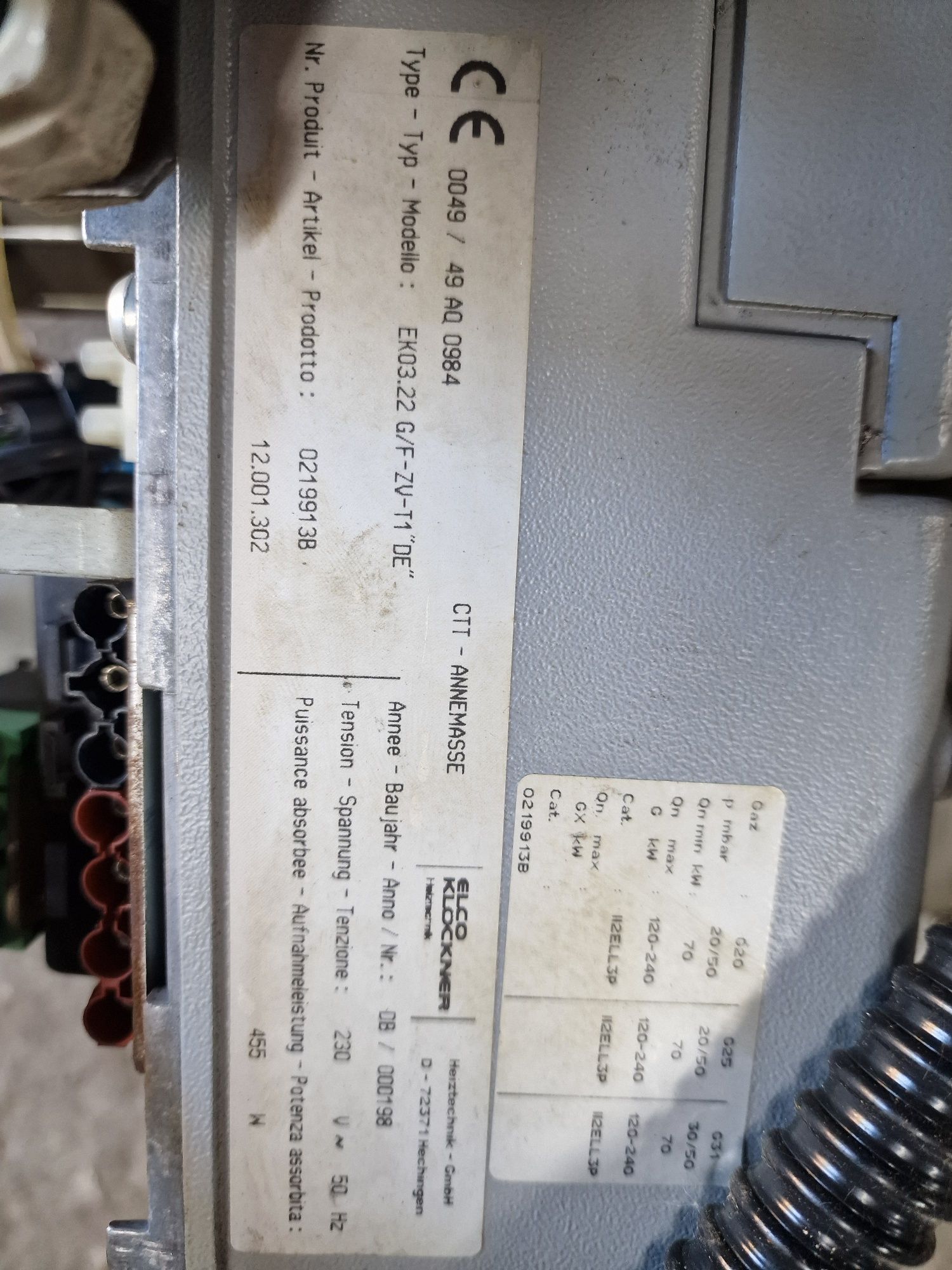 Palnik gazowy elco klockner 120-240kw