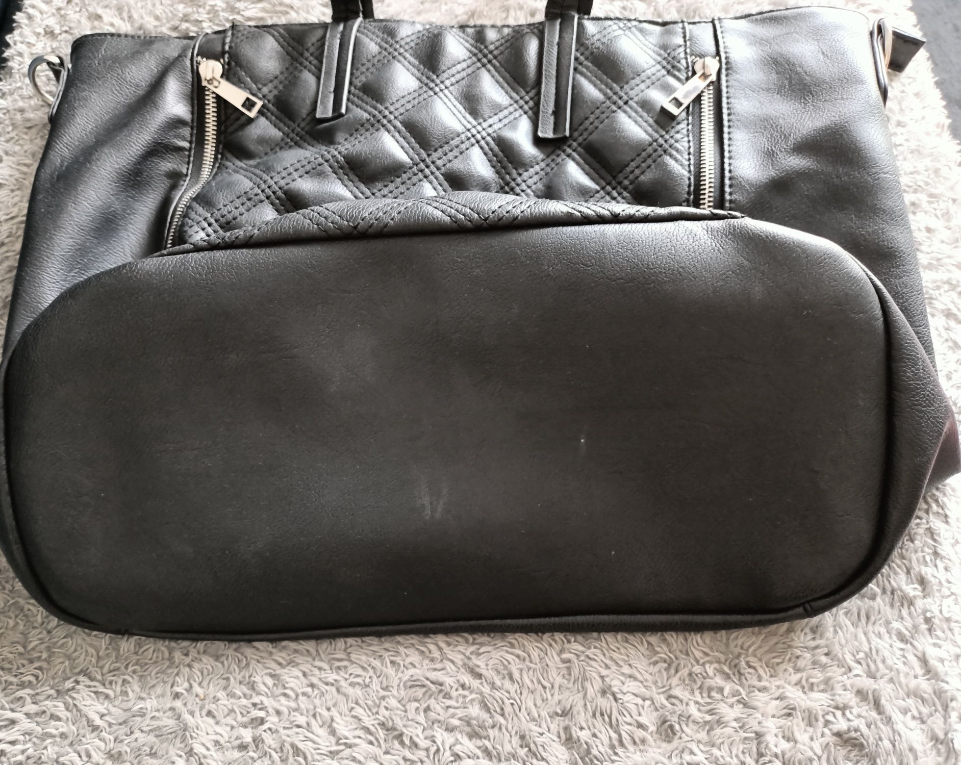Torebka czarna skórzana, torba shopper