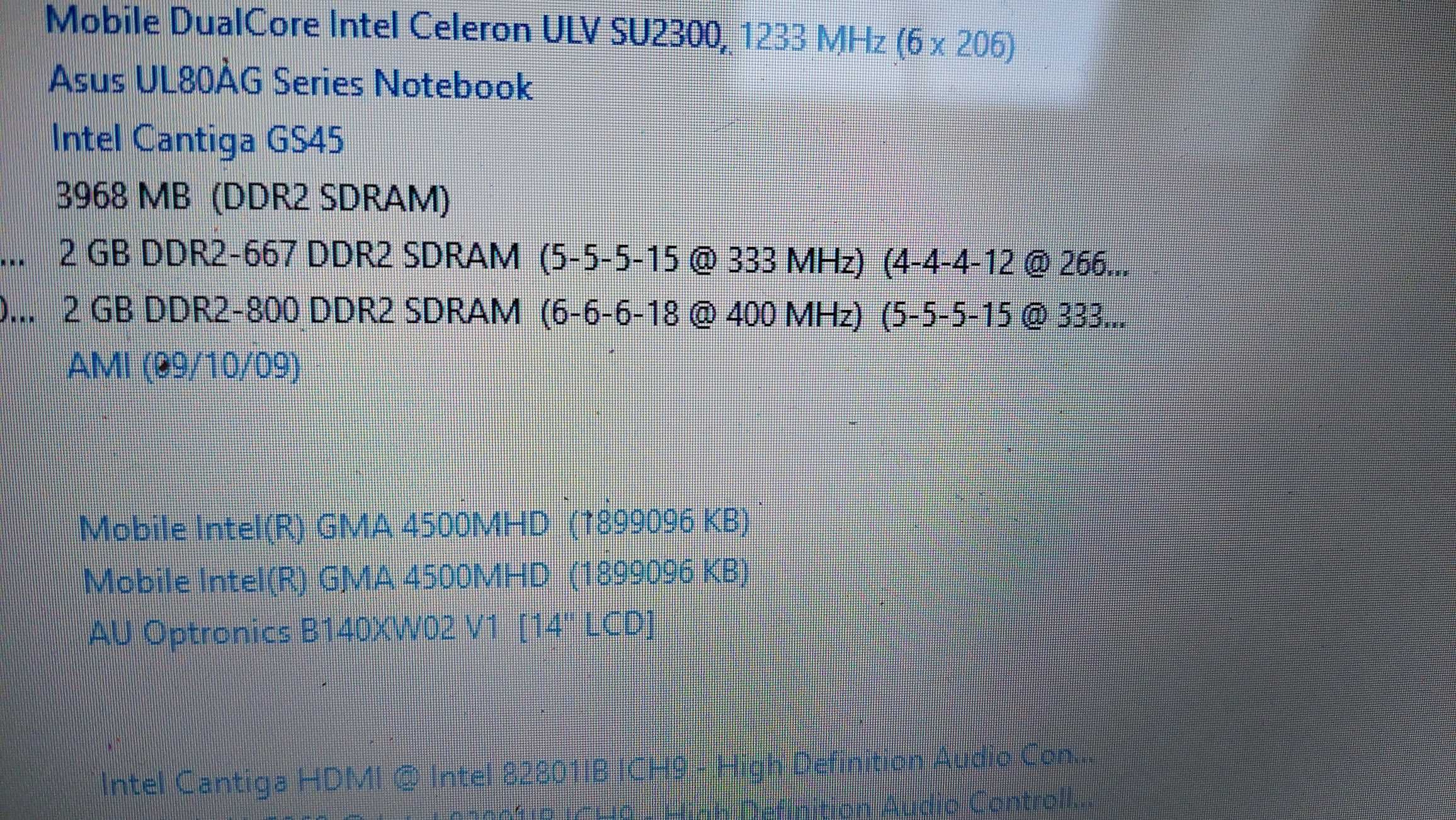 Asus UL20A 14" RAM 4GB 320GB