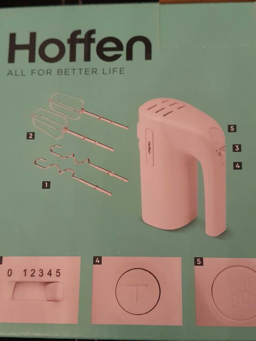 Mikser ręczny Hoffen  300 W biały Z TURBO NOWY