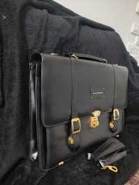 Piquadro вінтажний портфель шкіряний чорний сумка