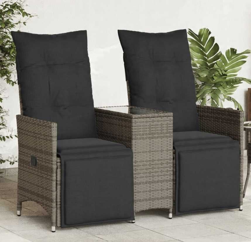 Rozkładana sofa ogrodowa, fotele dla 2 os., ze stolikiem, rattan