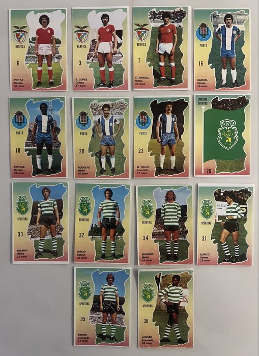 Cromos antigos de jogadores de futebol dos anos 80