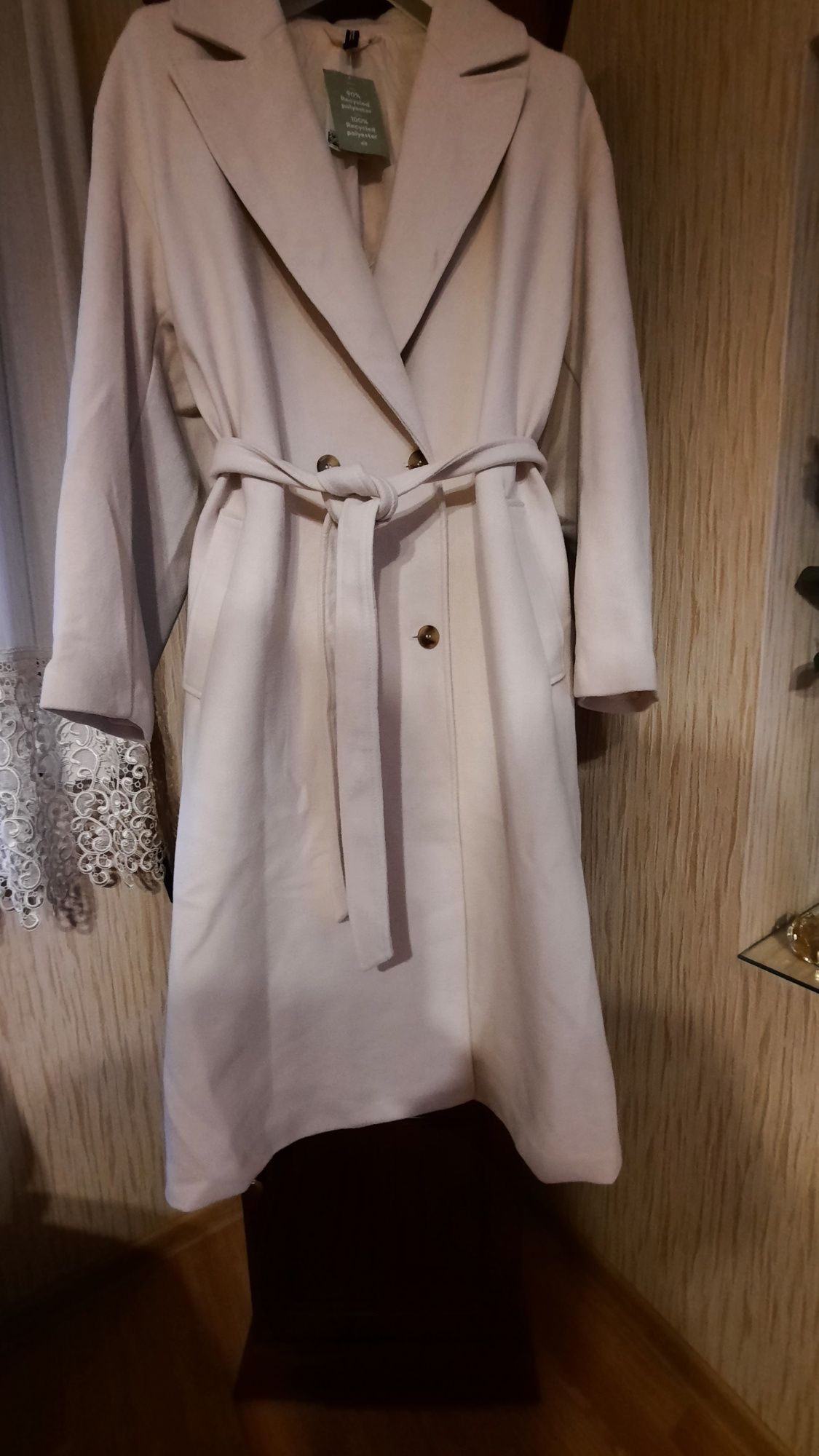 Plaszcz h&m kremowy  dlugi 42 -44 -46 -48