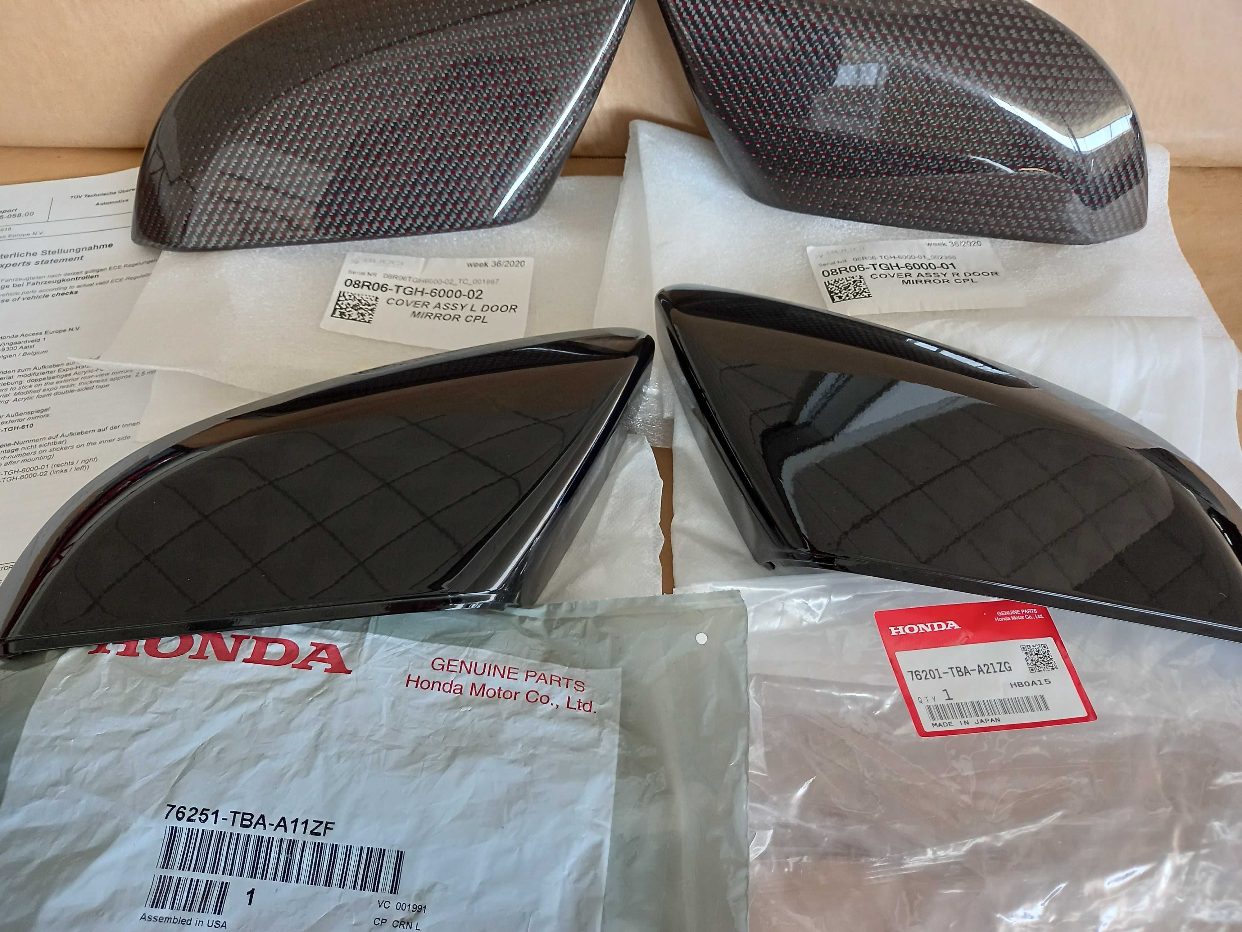 Kit Capas de Espelho Retrovisor em Fibra de Carbono Honda Civic Type R