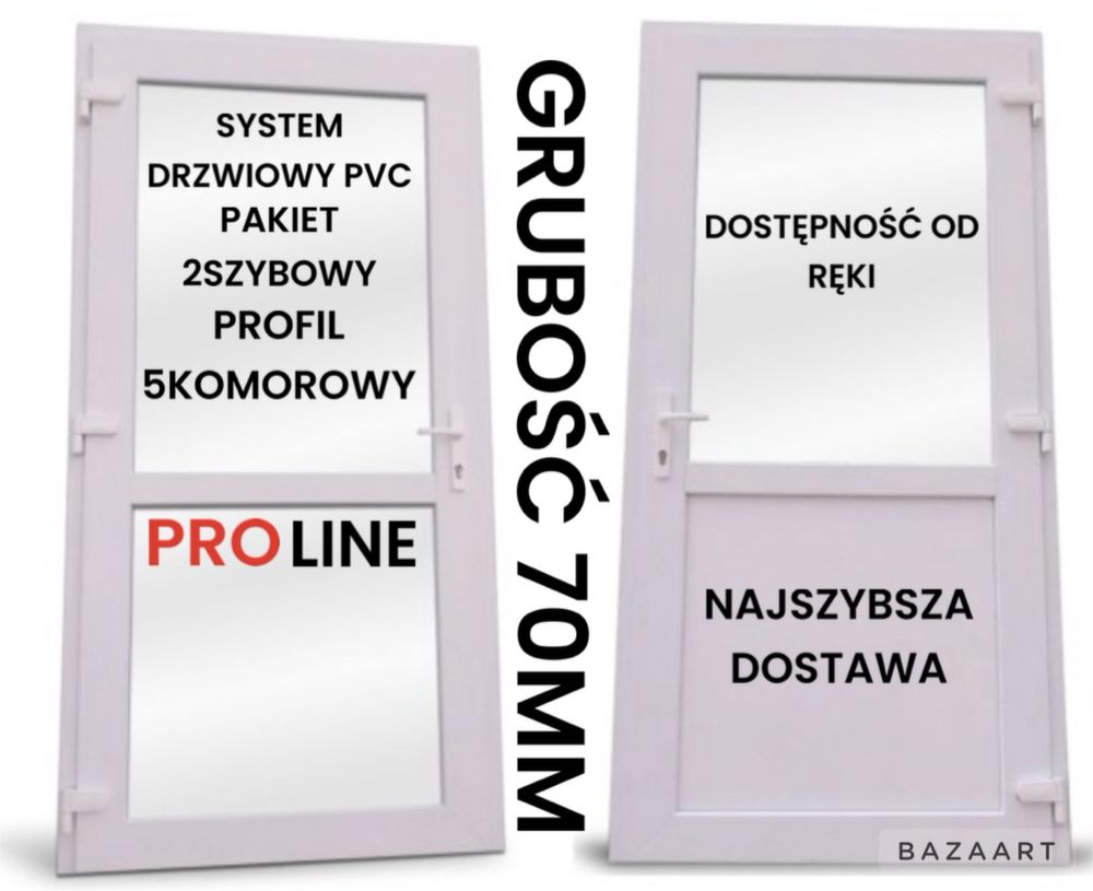 Drzwi PCV Białe 90x210 lewe/Prawe dostępne od ręki