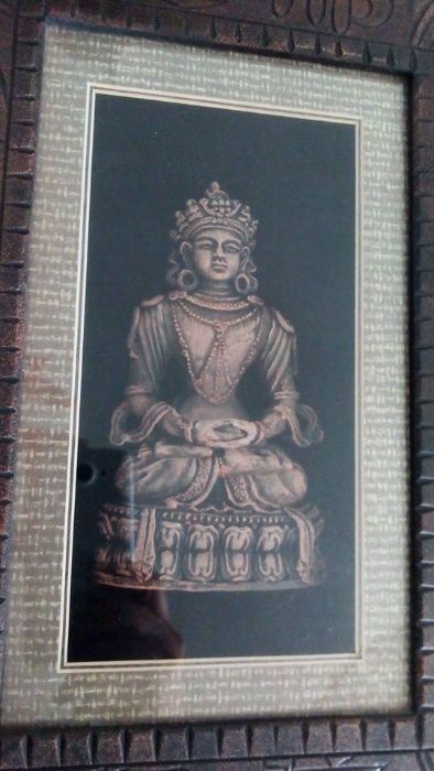 Conjunto novo de quadros com figuras deuses buda em relevo no interior