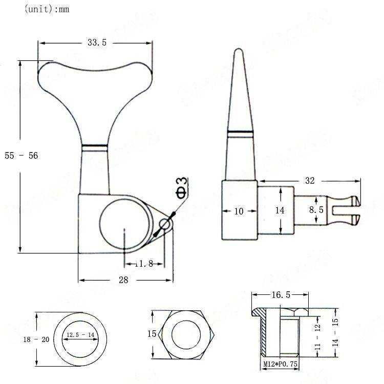 Klucze do gitary basowej olejowe jednostronne QFB-4P-BA