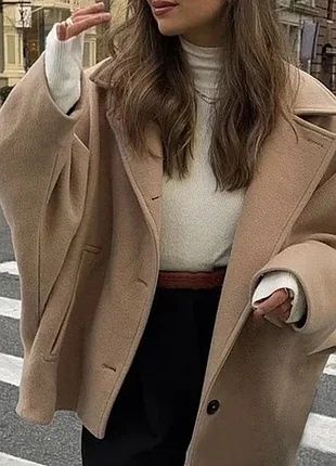 Zara пальто шерстяне
