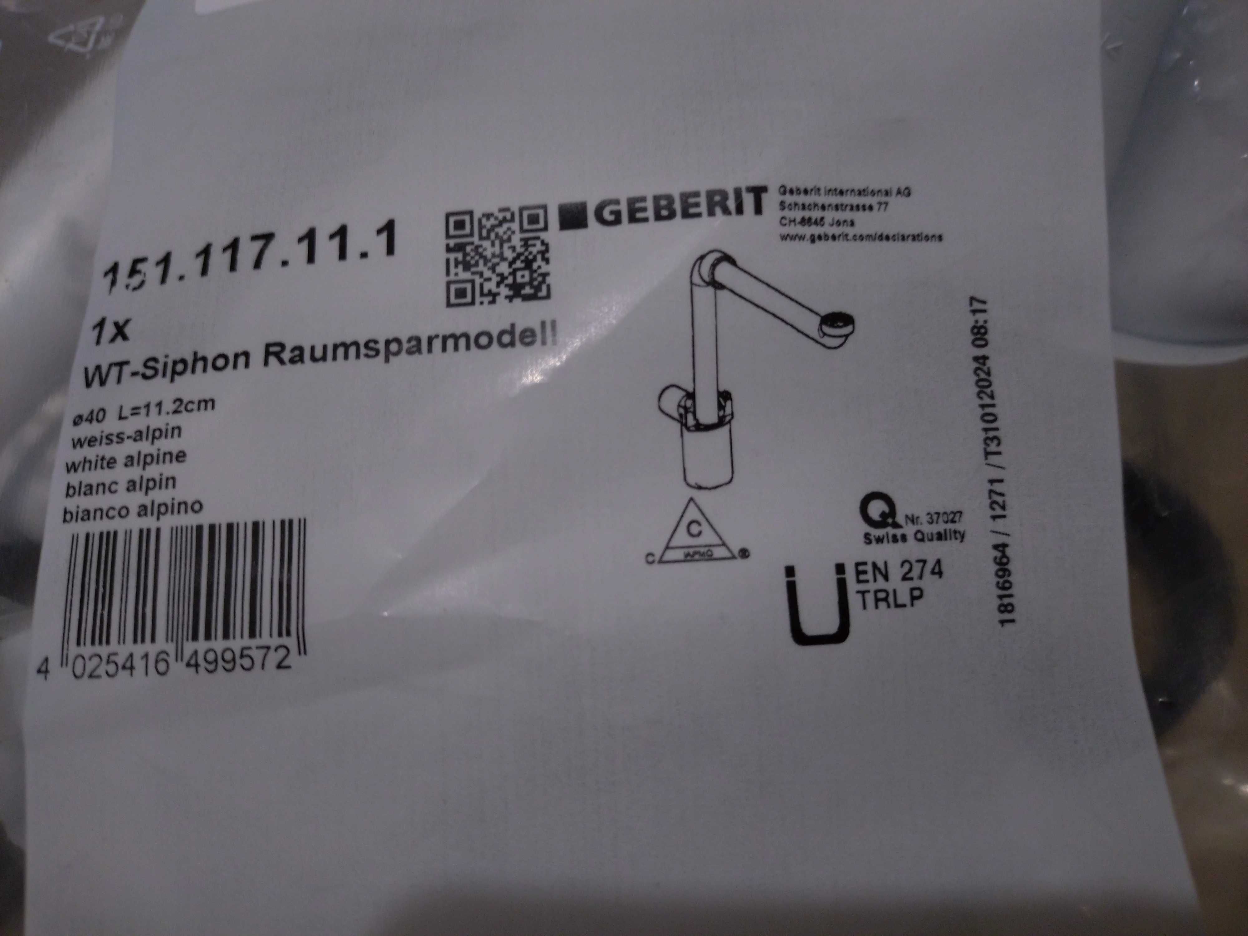 GEBERIT Syfon umywalkowy oszczędzający miejsce 151.117.11.1