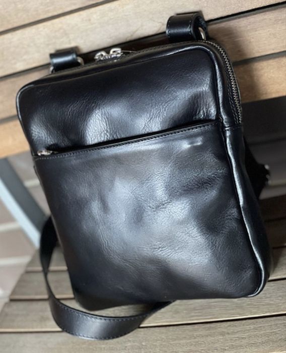 чоловіча сумка шкіряна коричнева чорна італійська Мужская сумка мессен