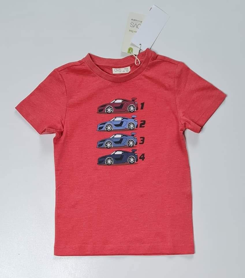 Koszulka T-shirt auta czerwona wyścigówki OVS 110cm 4/5lat