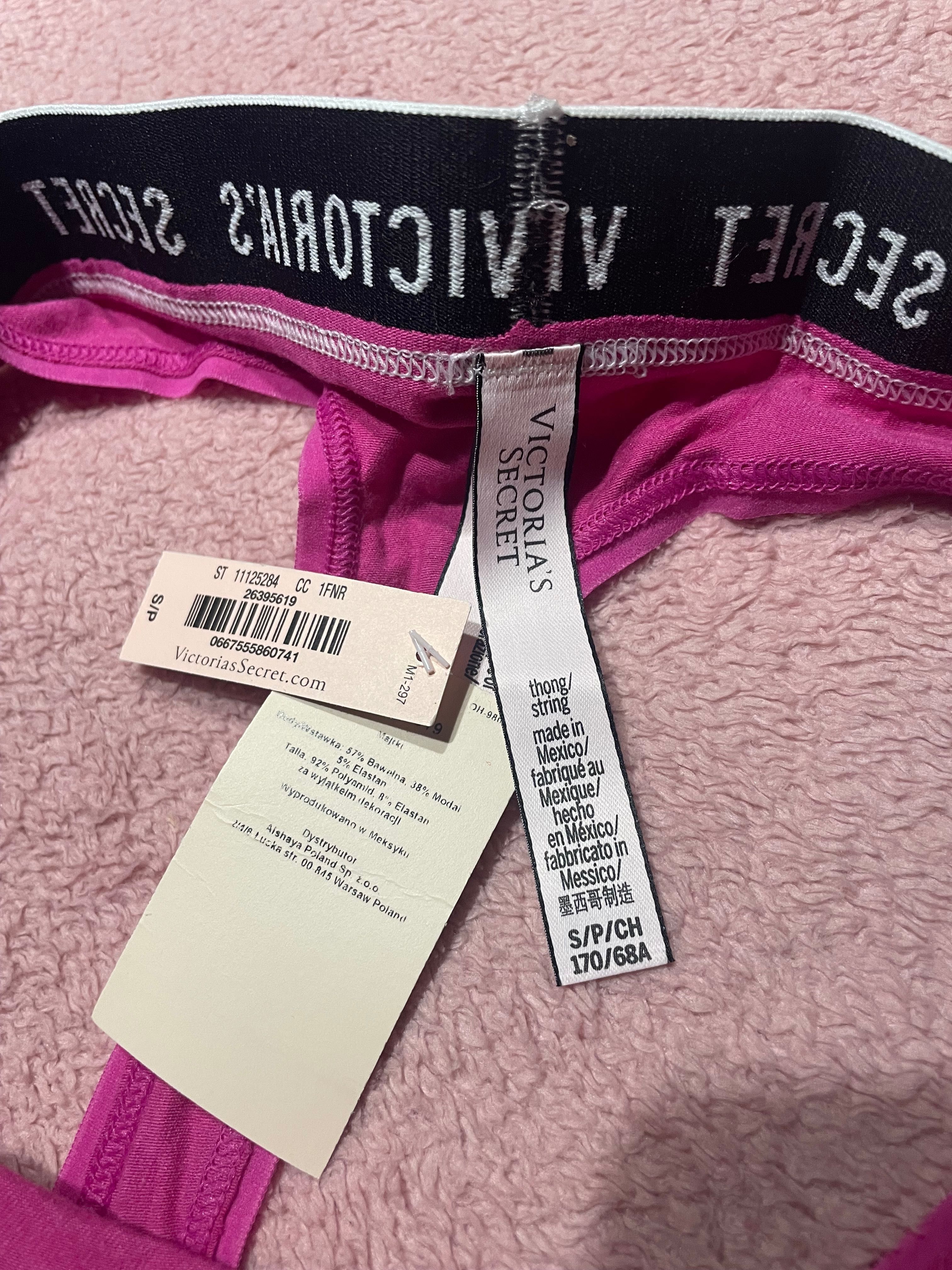Majtki Victoria’s secret różowe stringi s nowe z metką thong logowane