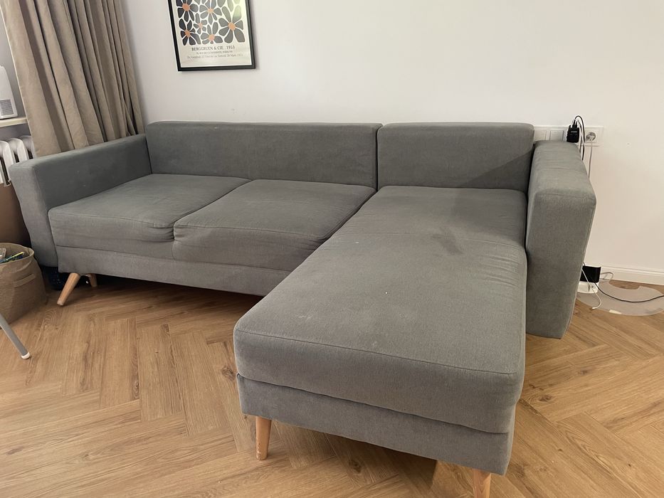 Kanapa sofa naroznik szary rozkladany