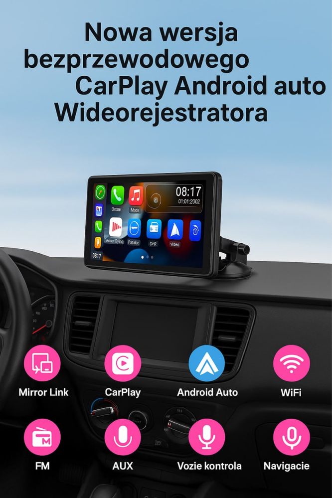Stacja multimedialna wideorejestrator Auto Android Apple Carplay
