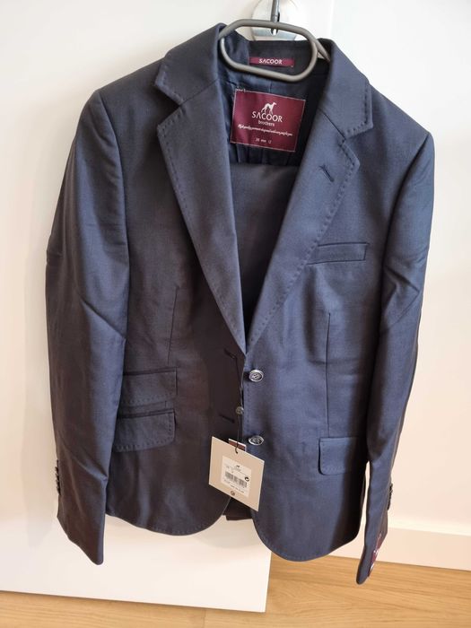 Fato Sacoor calça/casaco NOVO azul escuro 38/UK 12