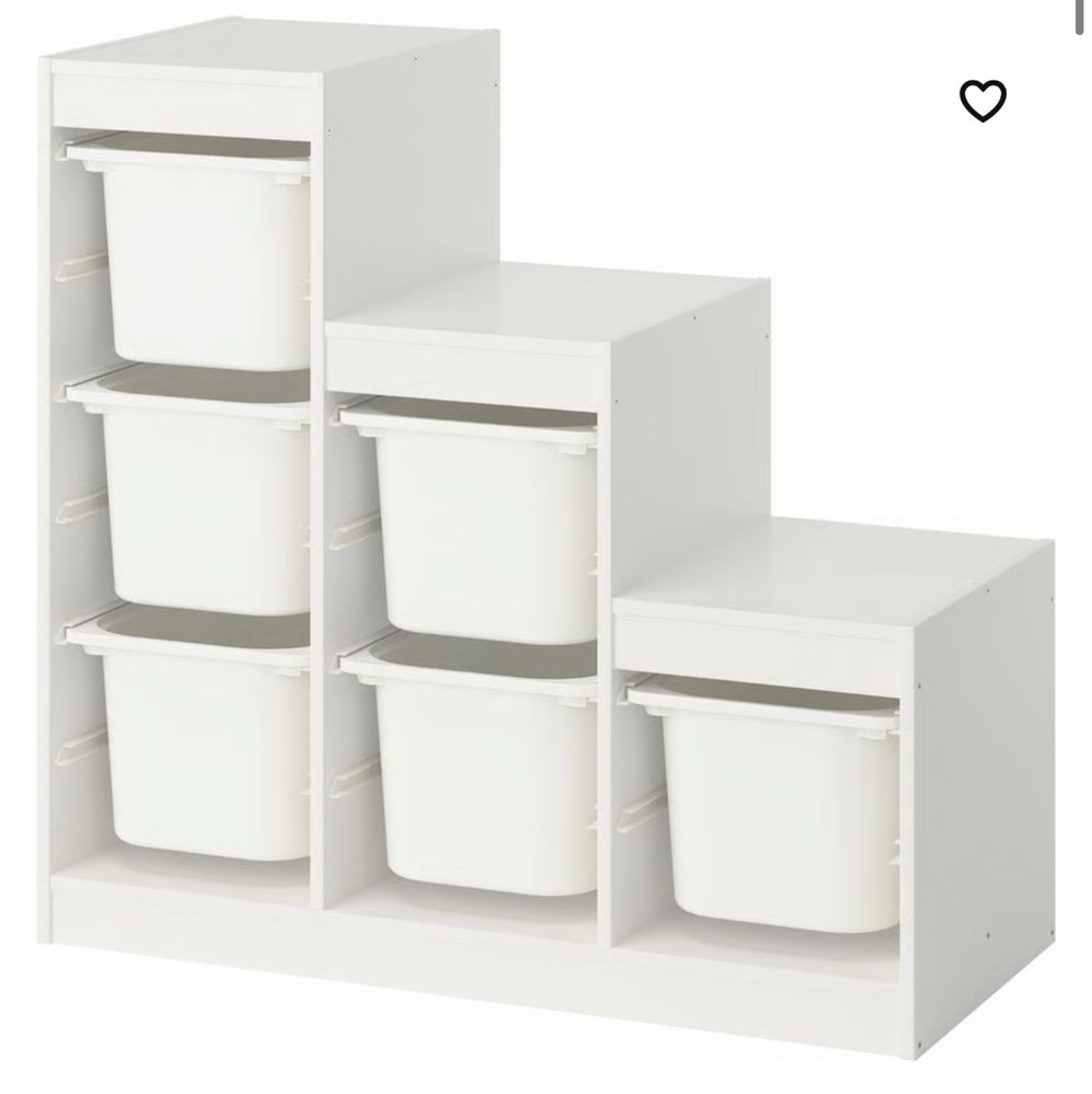 Regał Ikea TROFAST z pojemnikami - różowe, białe