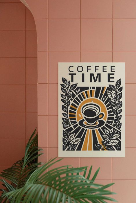 Poster Coffee Time — decoração para cozinha, café ou escritório