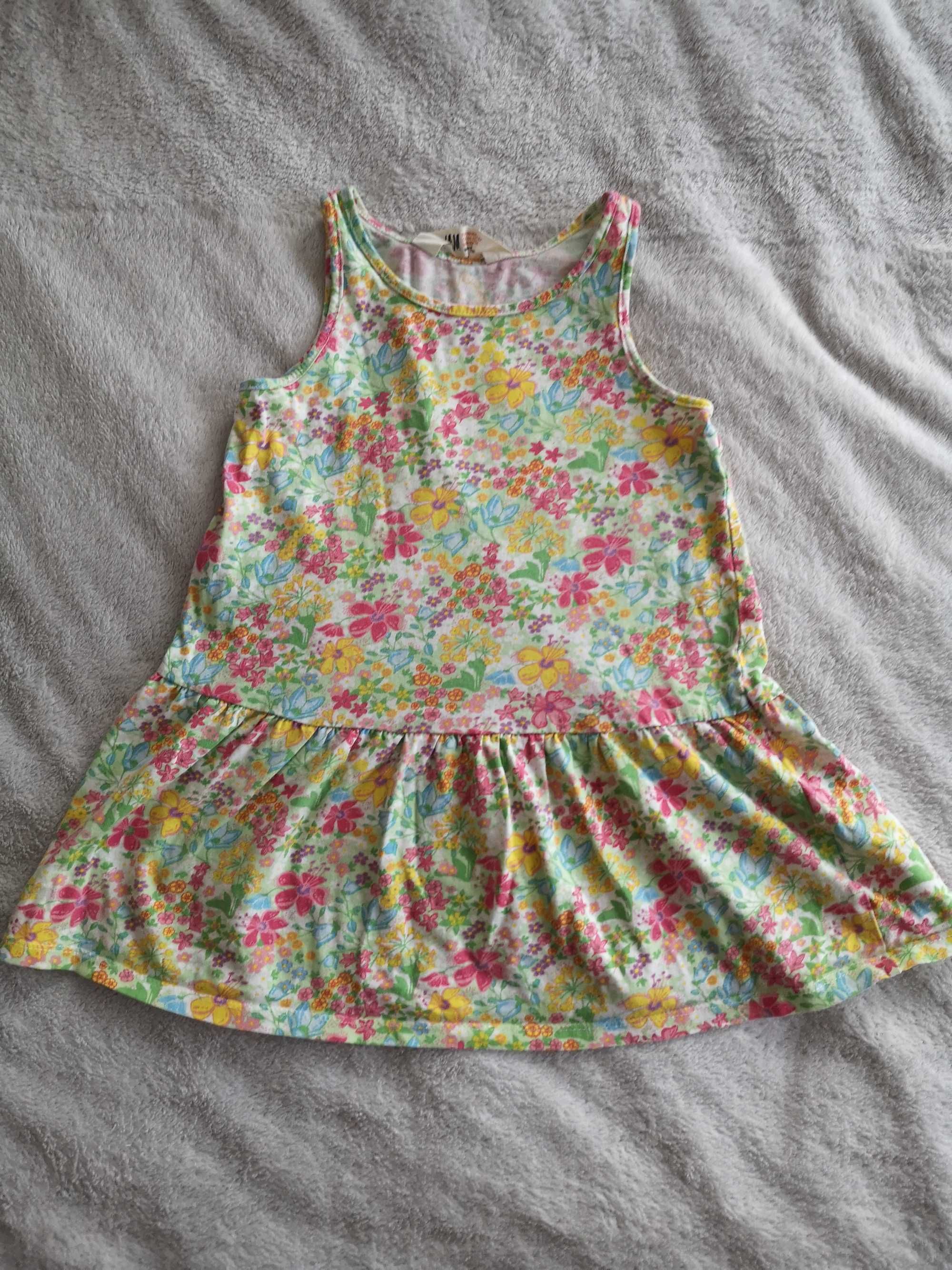 Kolorowa letnia sukienka w kwiaty kwiatki H&M 98 - 104 jak nowa