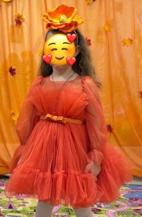 Костюм квітки помаранчева на свято осені фатінова святкова пишна сукня