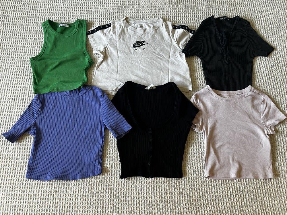 Zestaw 20 sztuk topy bluzki sukienki XS Zara Sinsay Cropp nastolatka