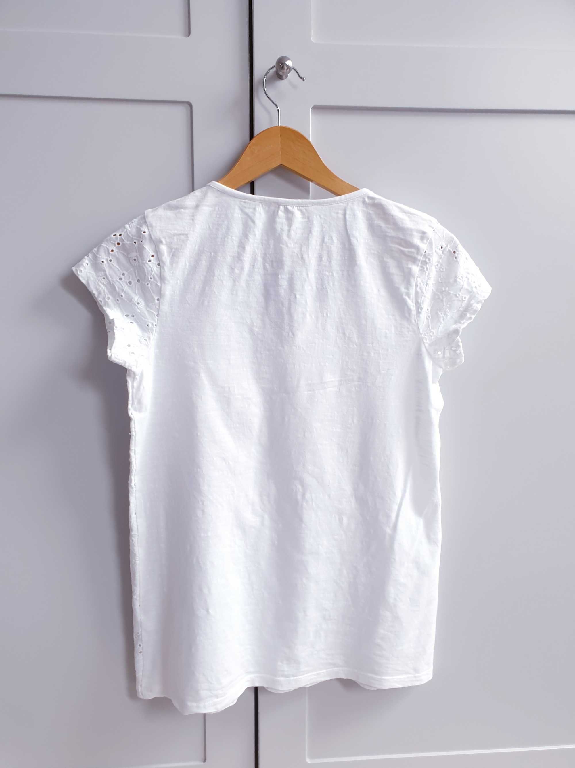 Biała haftowana koszulka t-shirt z troczkami FatFace 36