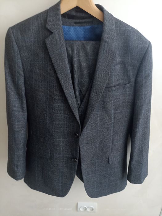 Підлітковий класичний костюм трійка slimfit в клітинку в школу стан но