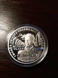 Moneta srebrna kolekcjonerska 65.Rocznica oswobodzenia Auschwitz 10 zł