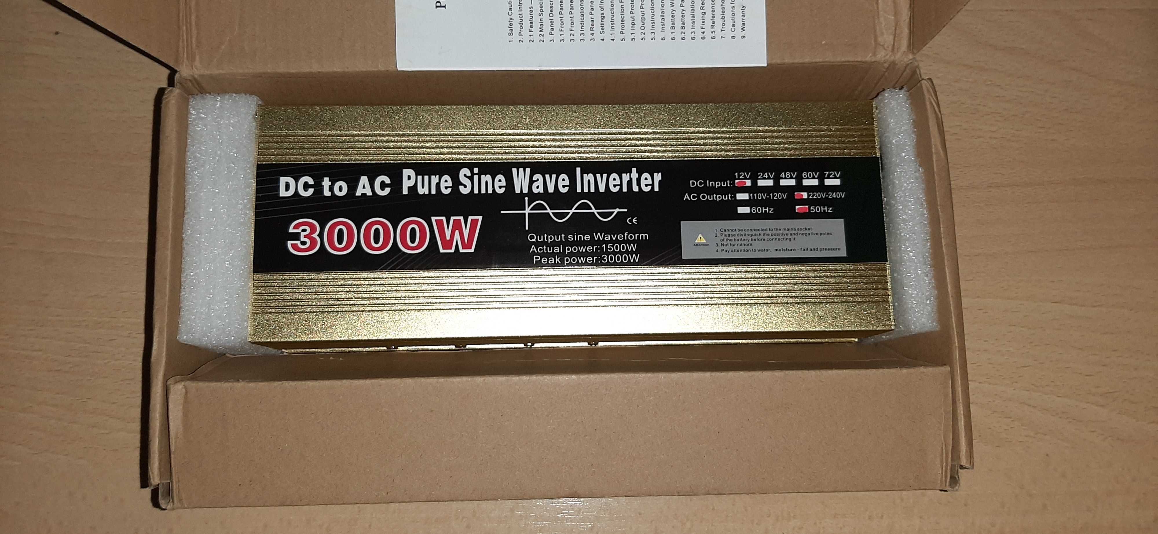 Инвертор с чистою синусоидою, преобраз. 12V/220V 3000Вт 4000Вт 6000Вт
