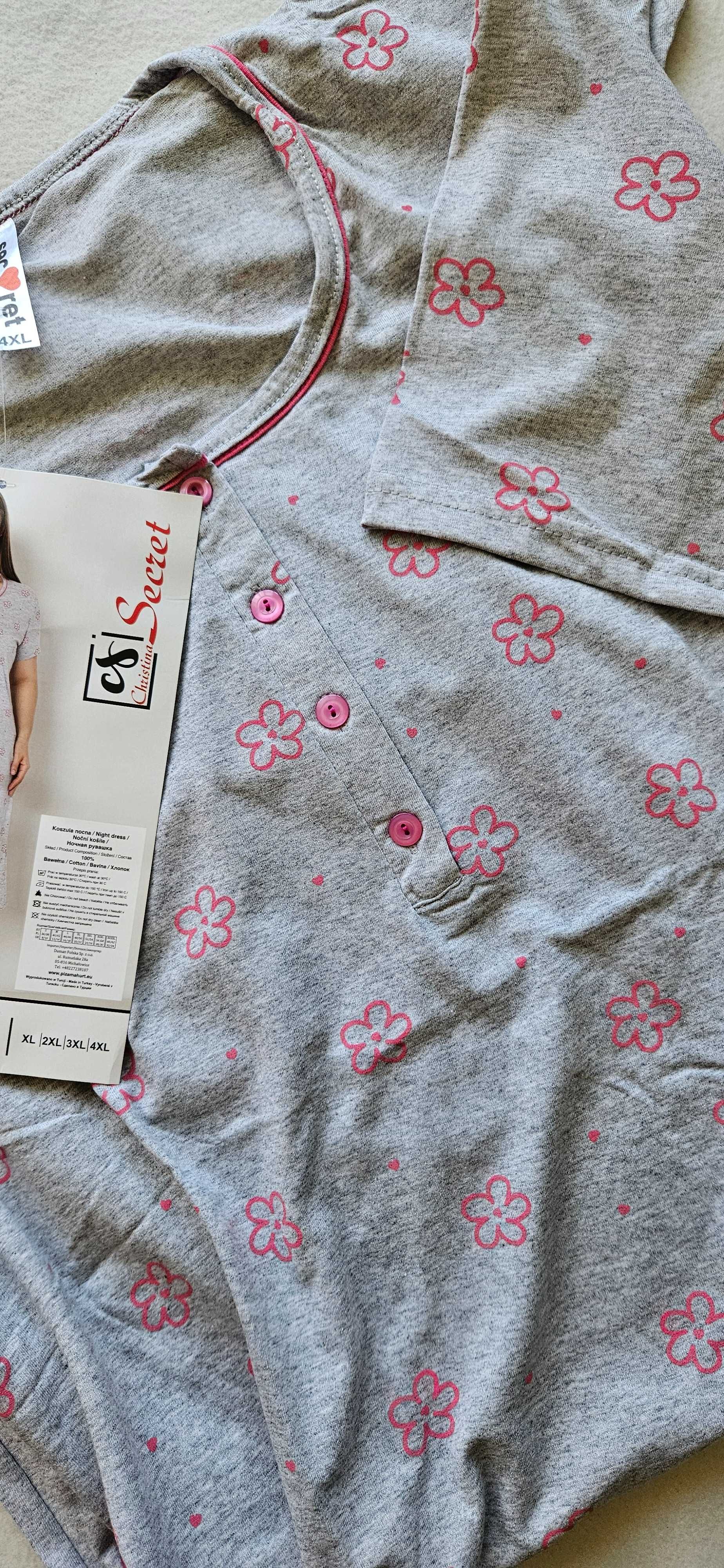 4XL 48 Koszula ciążowa duży rozmiar nocna piżama rozpinana do karmieni