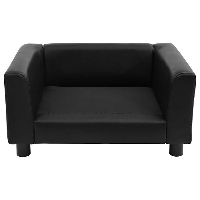 Sofa dla psa, czarna, 60x43x30 cm, plusz i sztuczna skóra