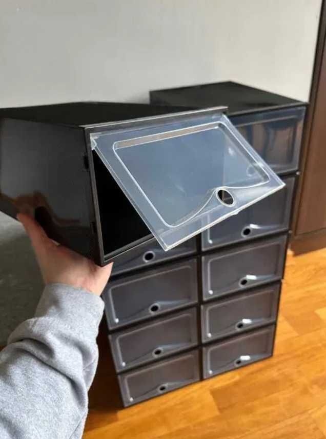 Czarne pudełka na buty organizer pojemnik na obuwie NOWY - 45 sztuk