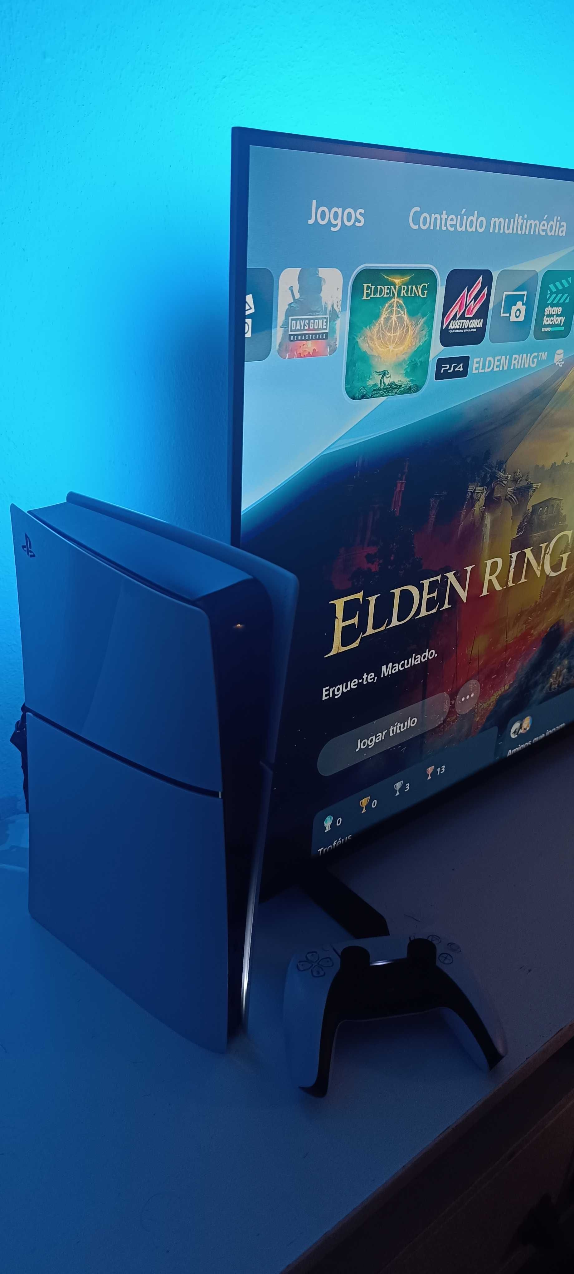 PS5 Slim e TV 4k ambilight da Phillips 43 polegadas