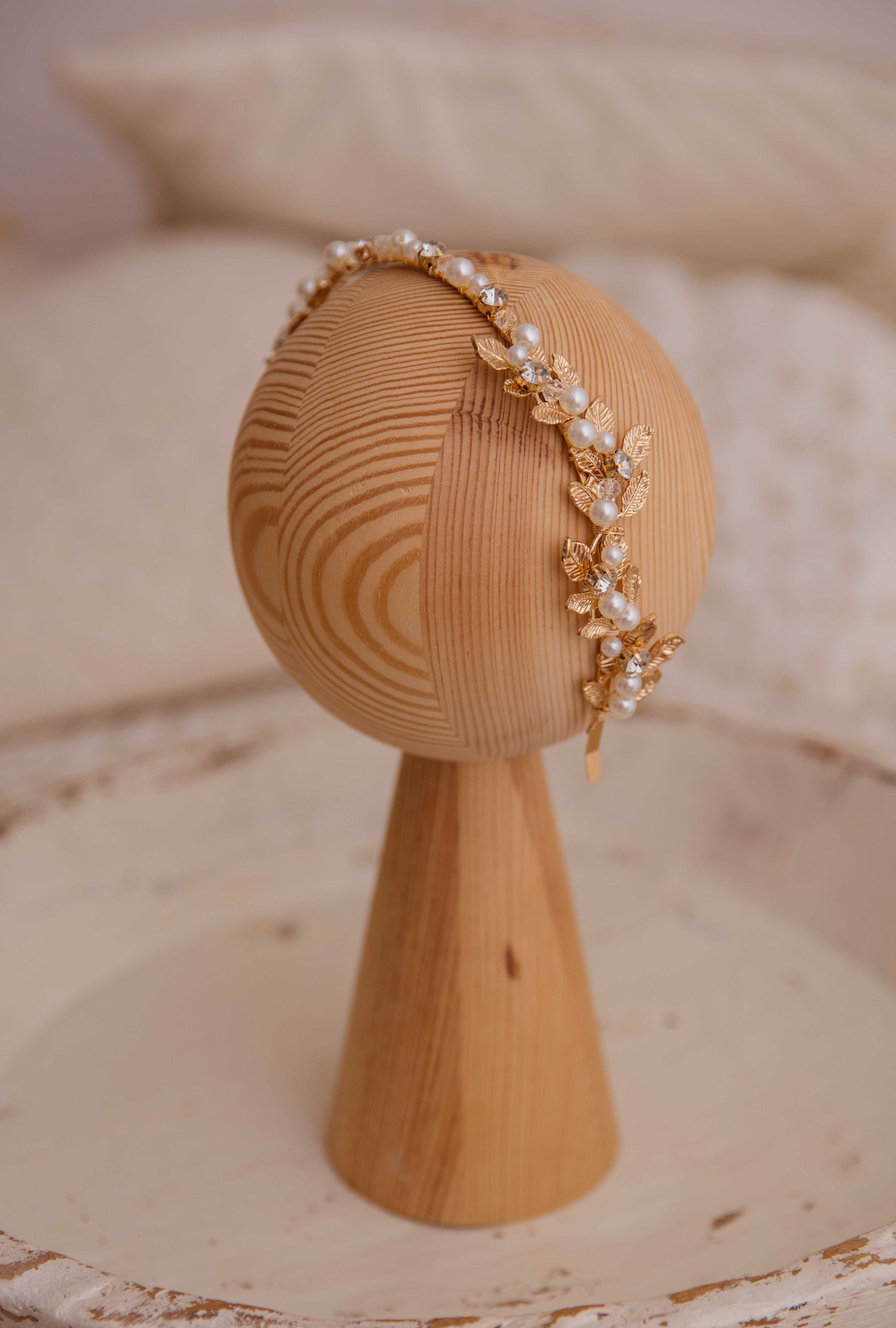 Złota opaska z perełkami, komunia, ślub, wieczór panieński
