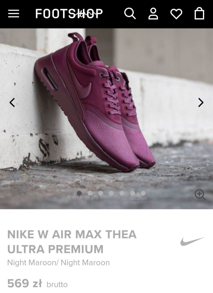 Nike Air Max Thea Ultra  Premium Burgund rozmiar 38 okazja Sneakers