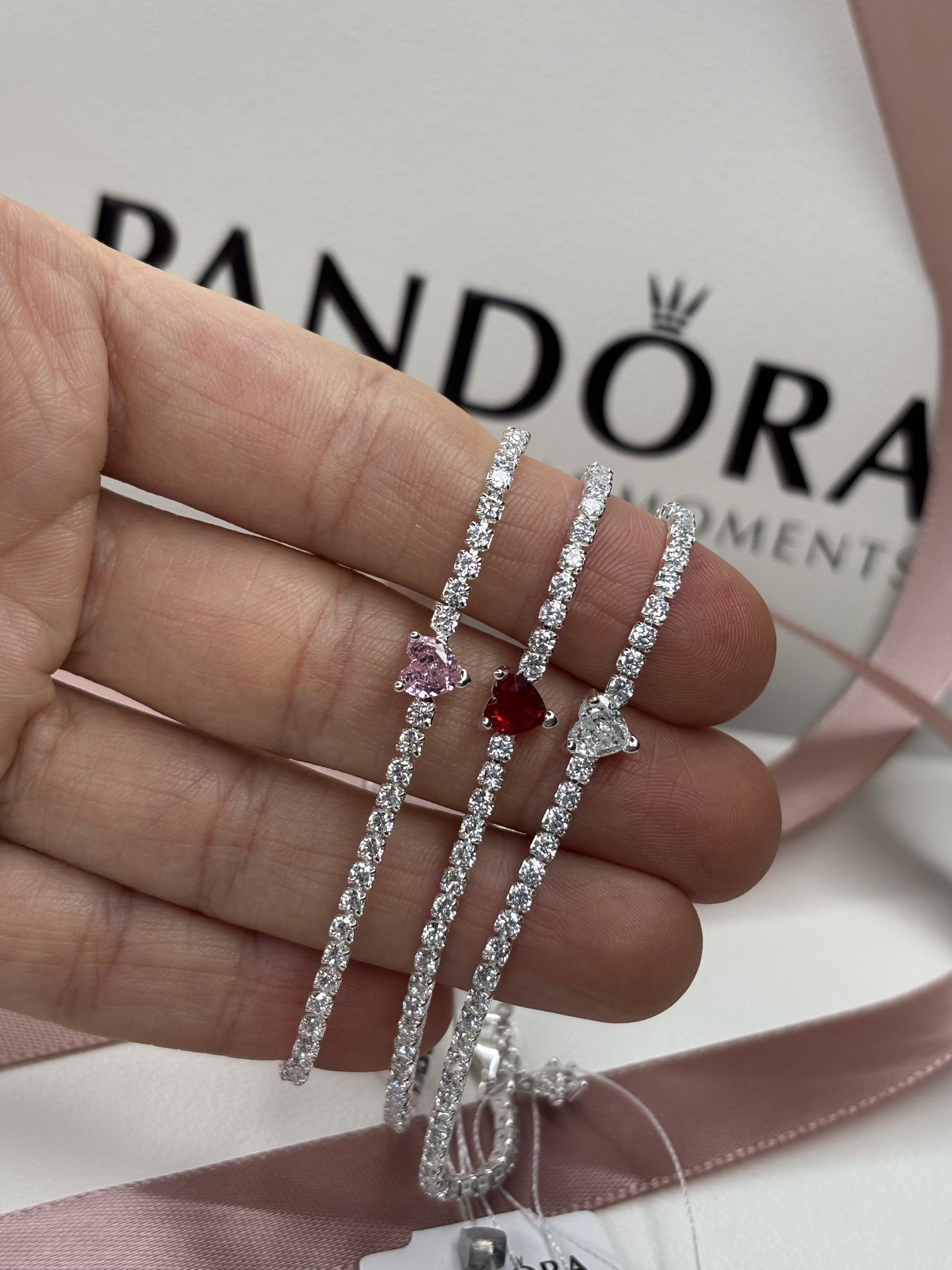 Браслет Пандора Pandora Червоне серце, Біле серце, Рожеве серце