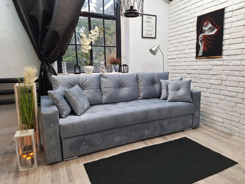 Kanapa sofa Samara styl glamour guziki pikowania rozkladana