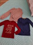 3 koszulki, bluzki z dł. Rękawem, R.134, legginsy