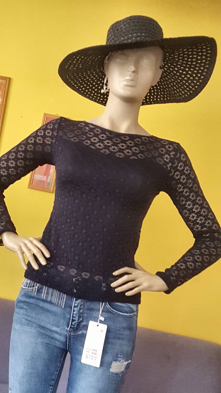 Delikatna bluzeczka XS,  śliczna koronka, ażur, wiosna