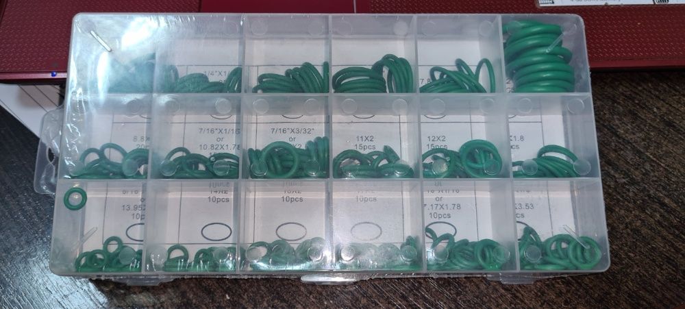 Набор 270 шт зеленые резиновые уплотнительные кольца прокладки кондиц.