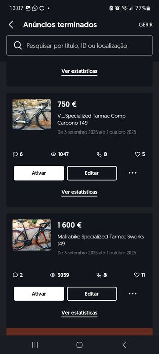 Bicicletas carbono estrada oportunidades