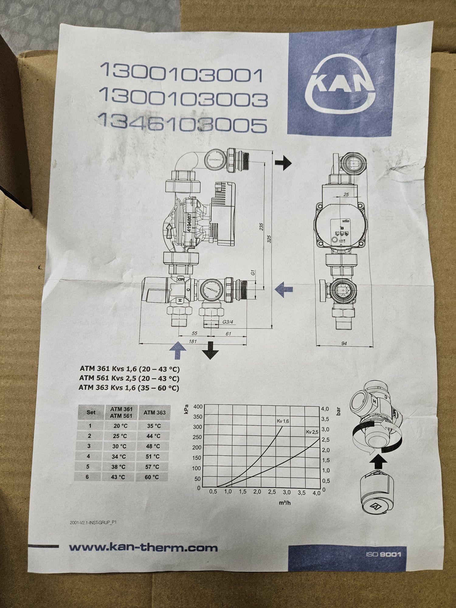 Zestaw Pompa do ogrzewania podłogowego, zawor, termostat