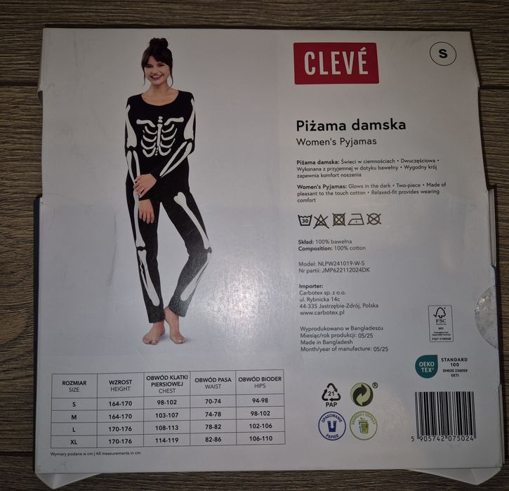 Piżama damska Cleve kościotrup rozm. S